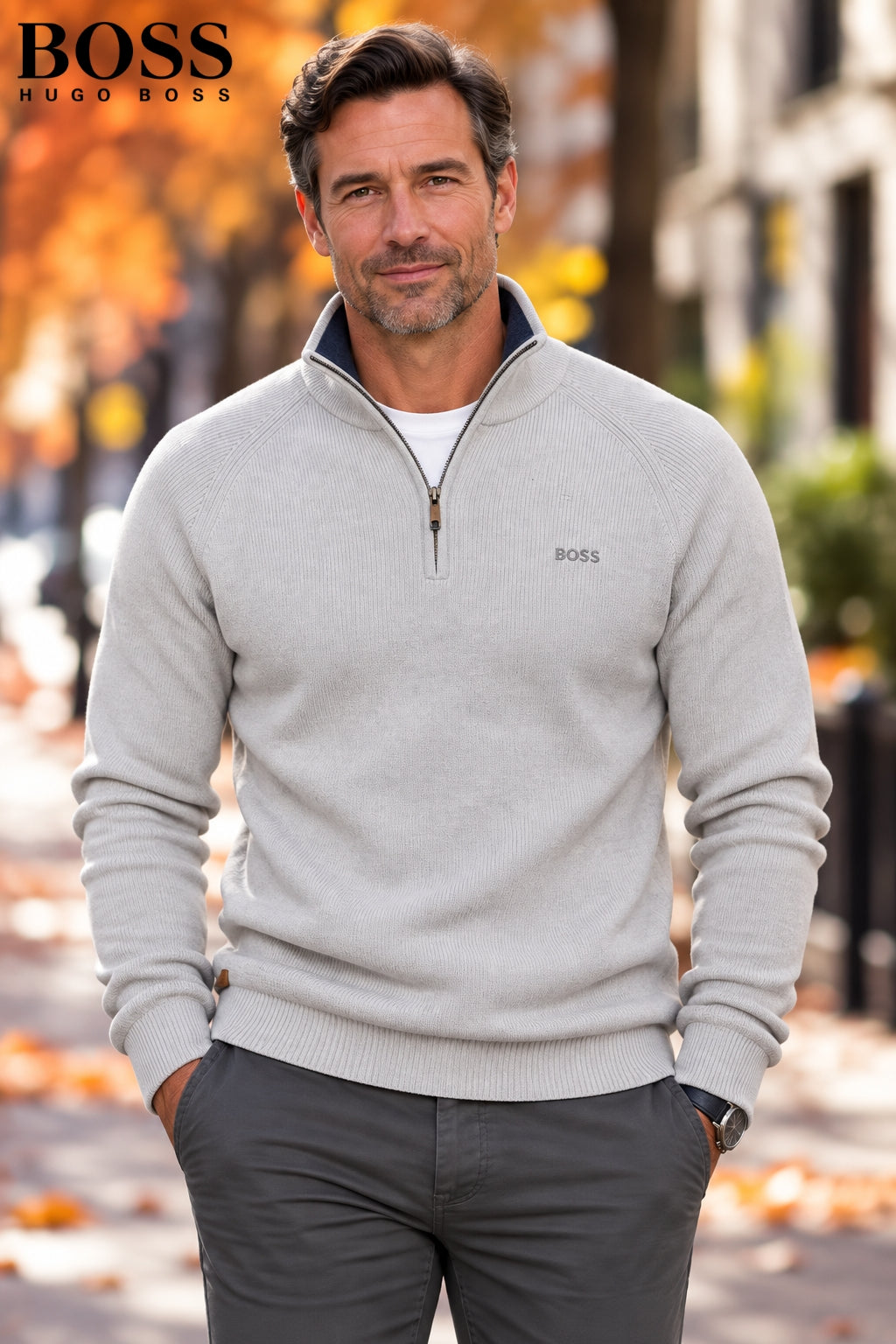 B0SS - Refined Quarter-Zip Sweater - CLEARANCE SALE