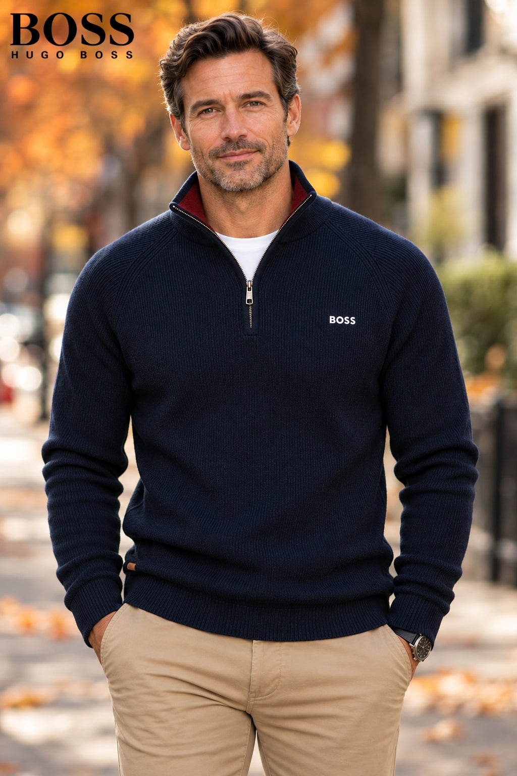 B0SS - Refined Quarter-Zip Sweater - CLEARANCE SALE