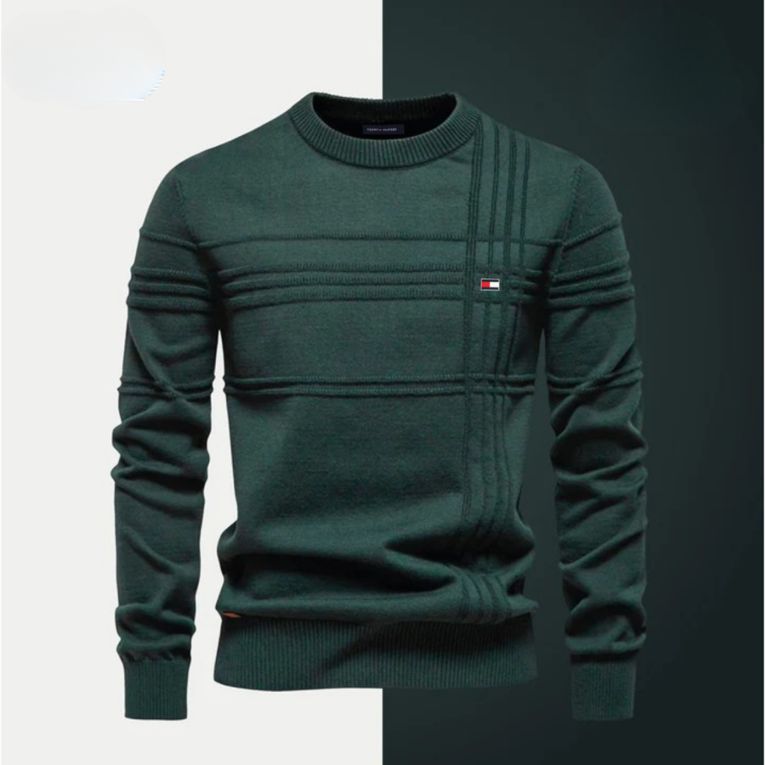 Men’s Textured Stripe Crew-Neck Sweater