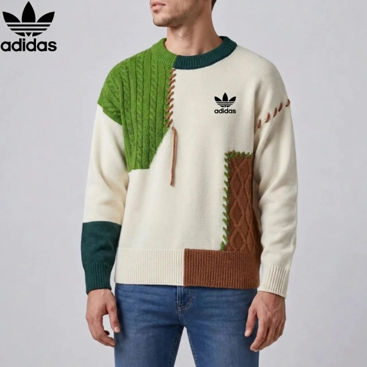 Retro Geometric Color Block Sweater