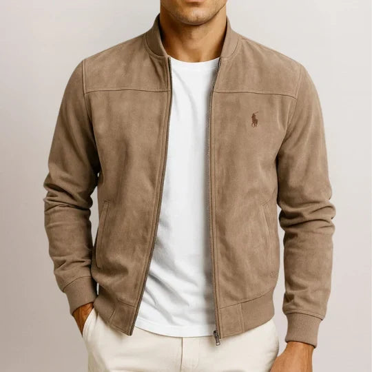 Men's Suede-Effect Zip Bomber Jacket