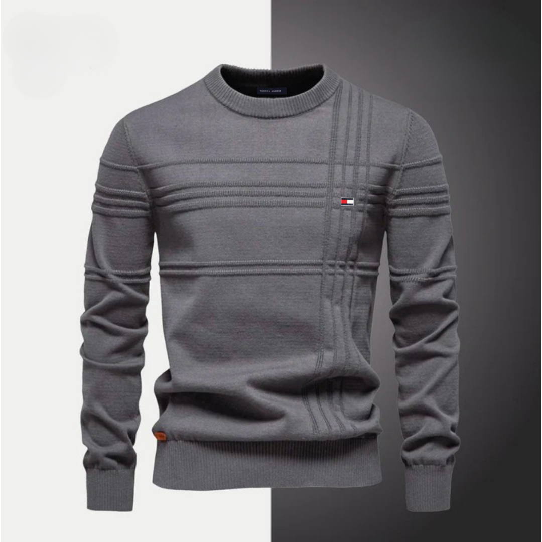Men’s Textured Stripe Crew-Neck Sweater