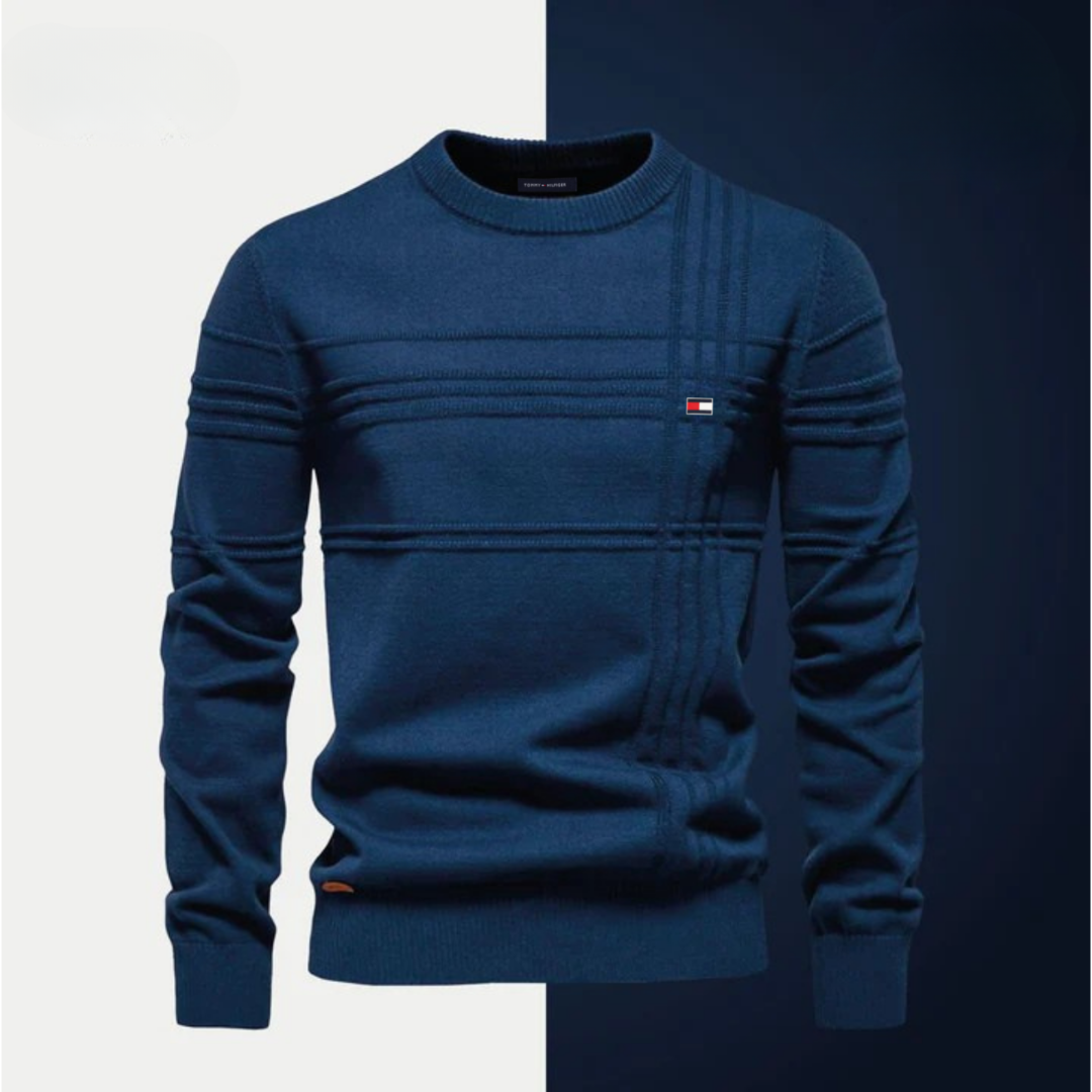 Men’s Textured Stripe Crew-Neck Sweater