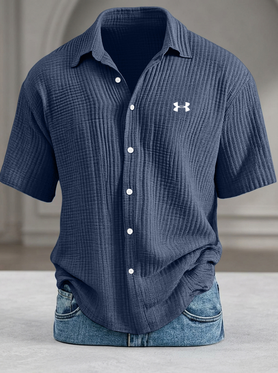 Men's Casual Loose-Fit Textured Short-Sleeve Shirt - LIQUIDATION PRICE