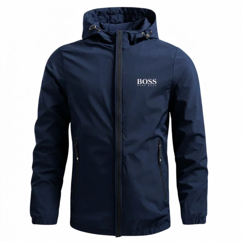 BOSS Men's Waterproof Lightweight Hooded Windbreaker Jacket