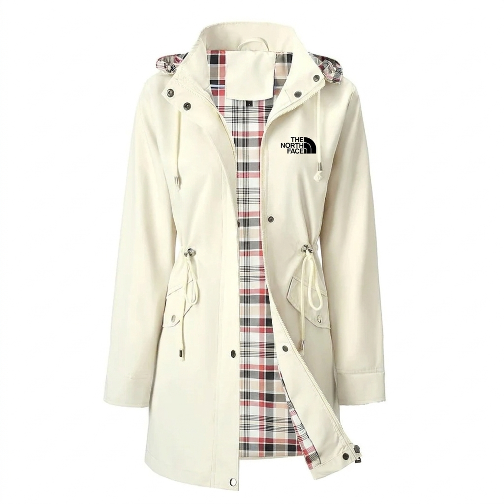 Women's Plaid-Lined Drawstring Hooded Parka