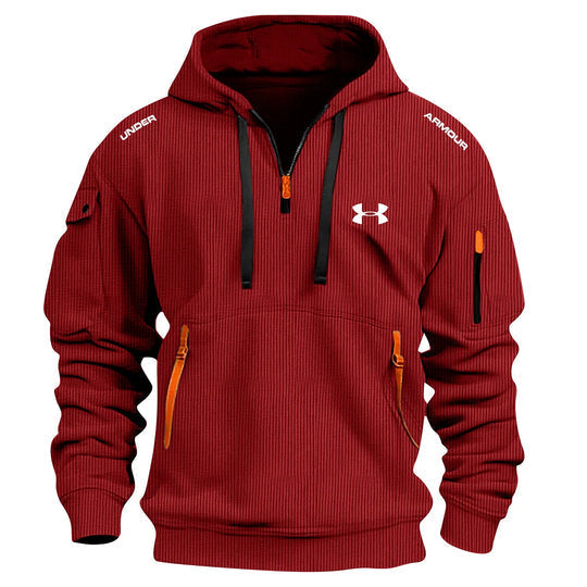 Men’s Textured Quarter-Zip Hooded Pullover