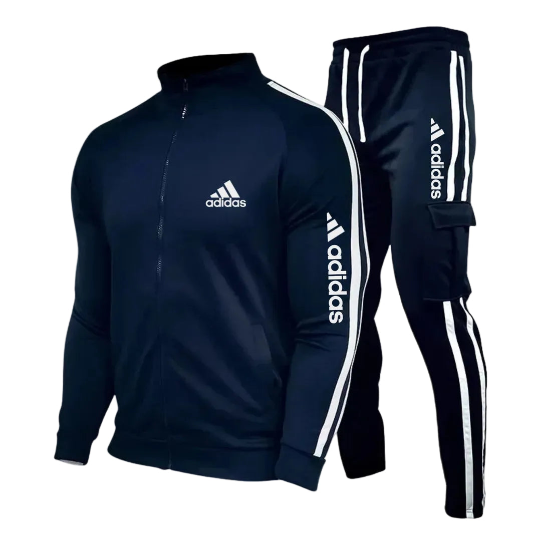 Striped Zip-Up Cargo Tracksuit Set