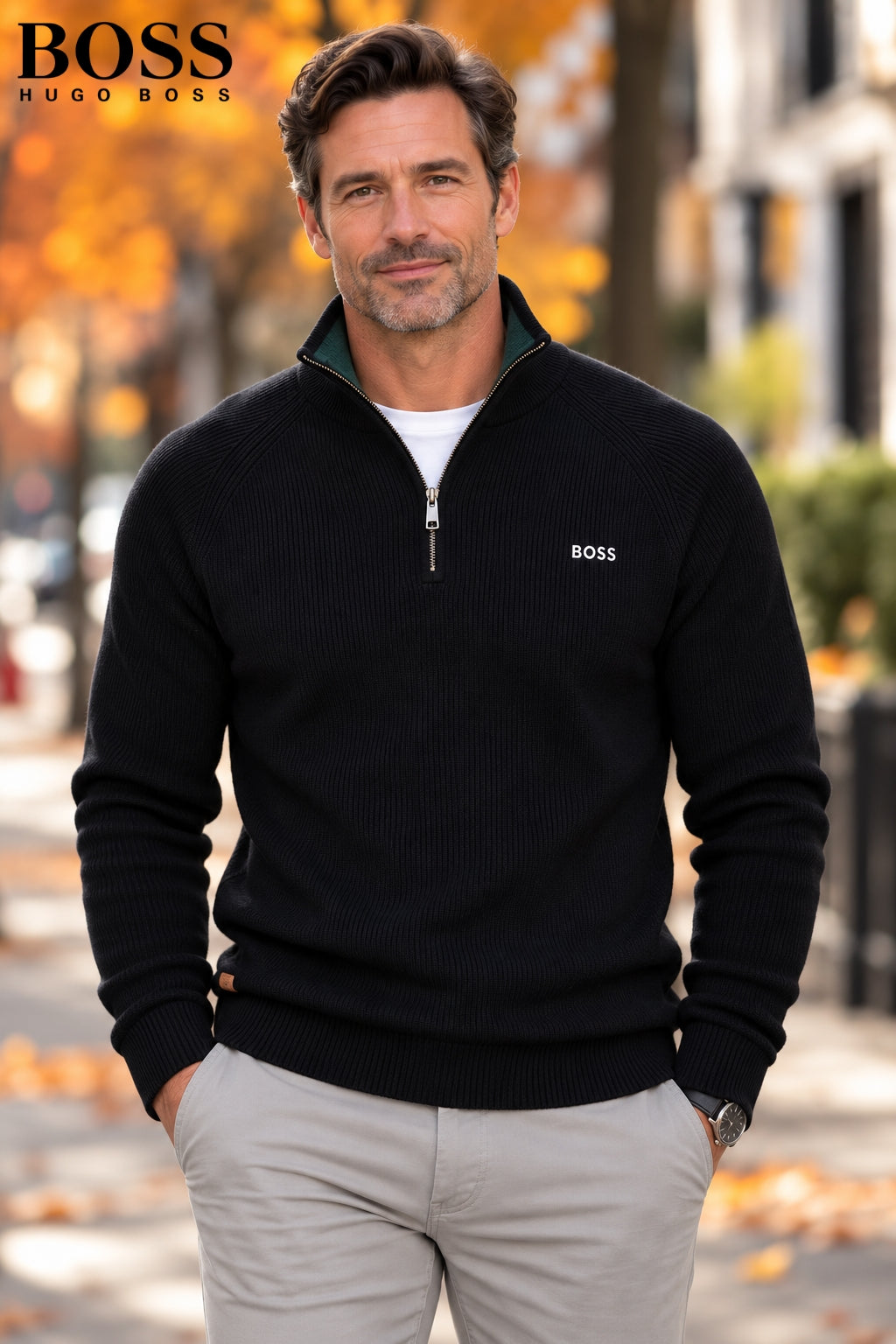 B0SS - Refined Quarter-Zip Sweater - CLEARANCE SALE