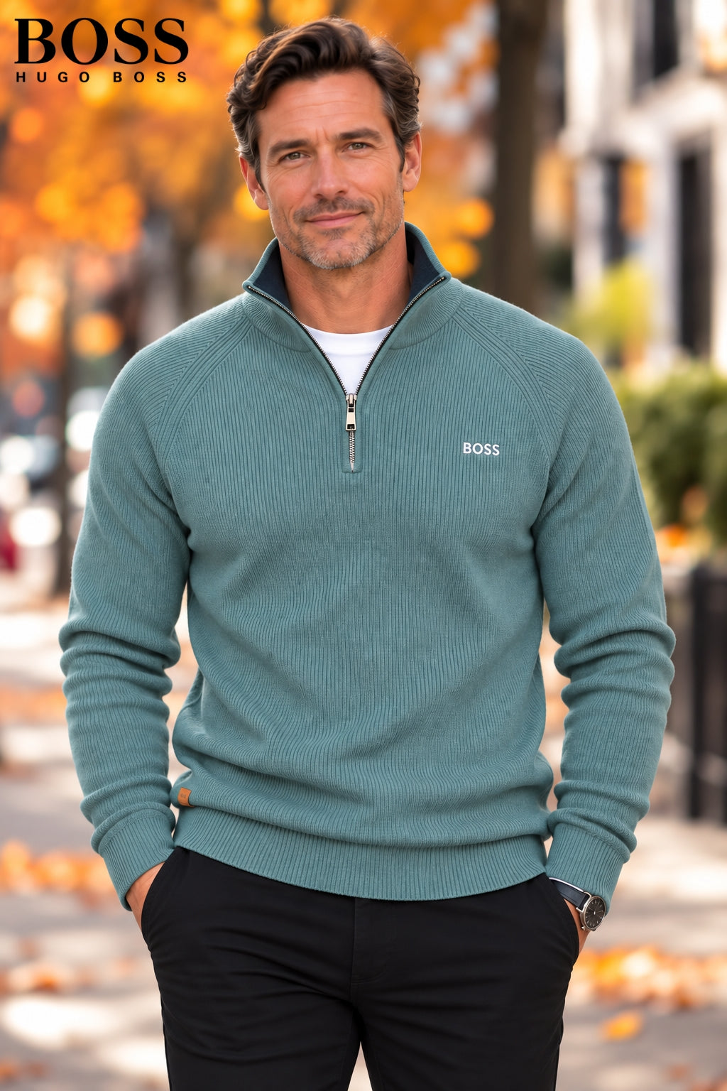 B0SS - Refined Quarter-Zip Sweater - CLEARANCE SALE