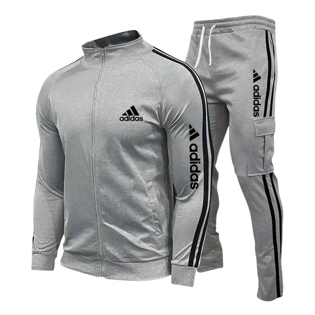 Striped Zip-Up Cargo Tracksuit Set