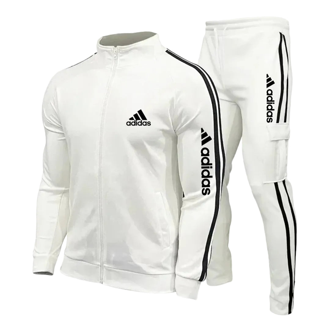 Striped Zip-Up Cargo Tracksuit Set