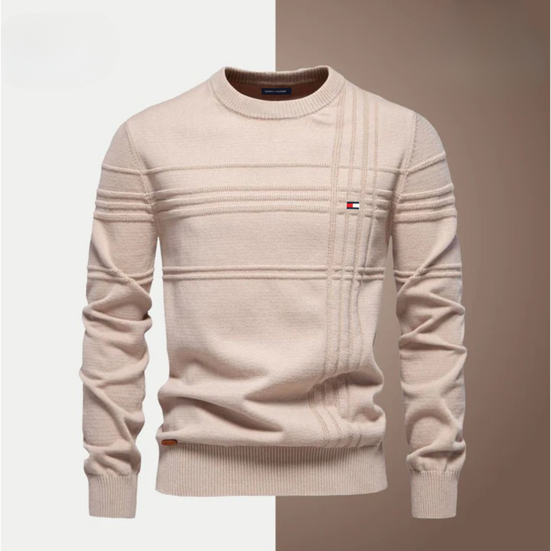 Men’s Textured Stripe Crew-Neck Sweater