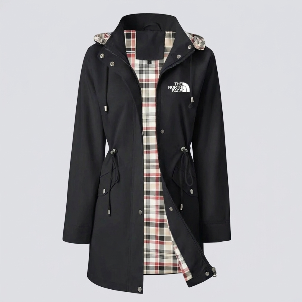 Women's Plaid-Lined Drawstring Hooded Parka