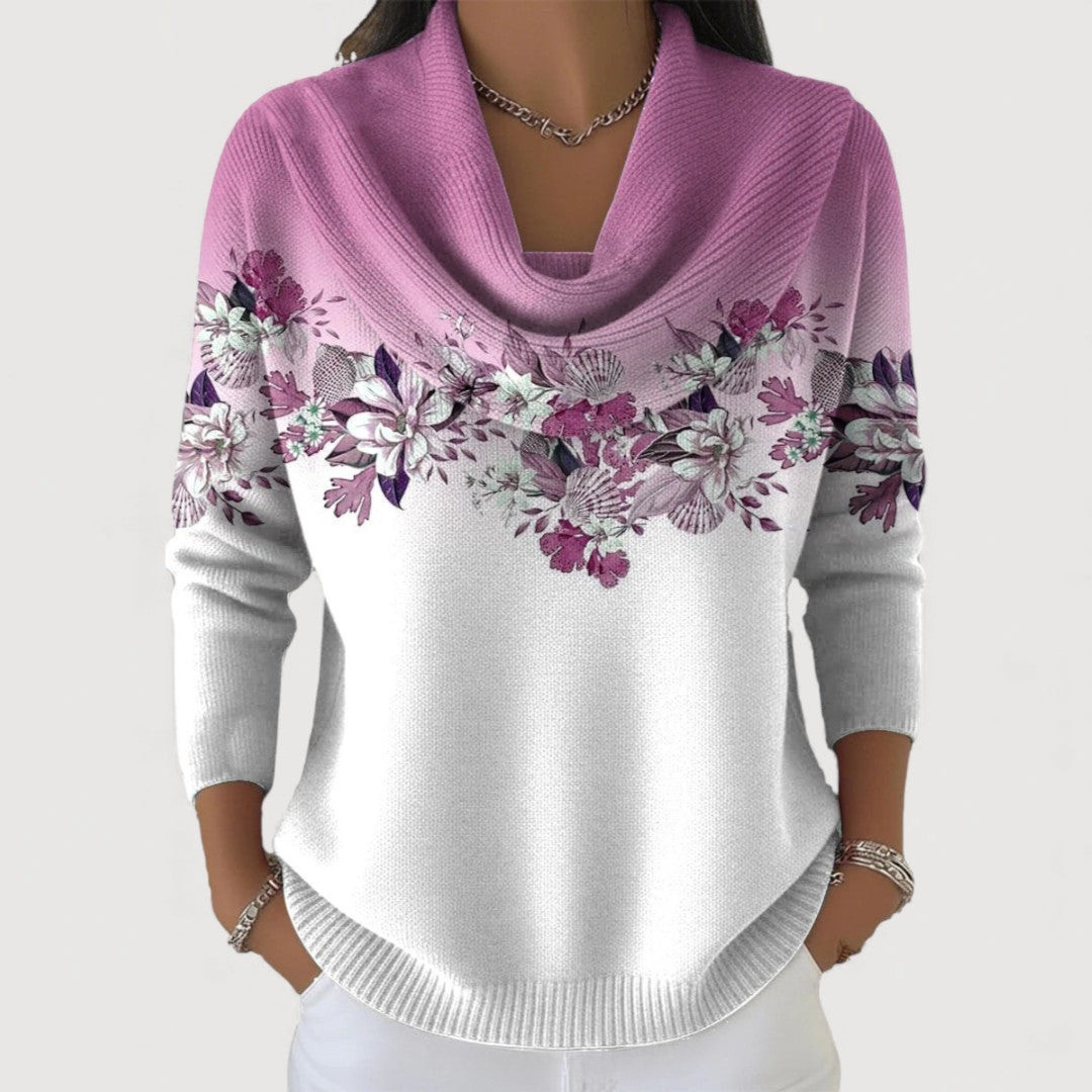 Haven | Draped - Neck Floral Knit