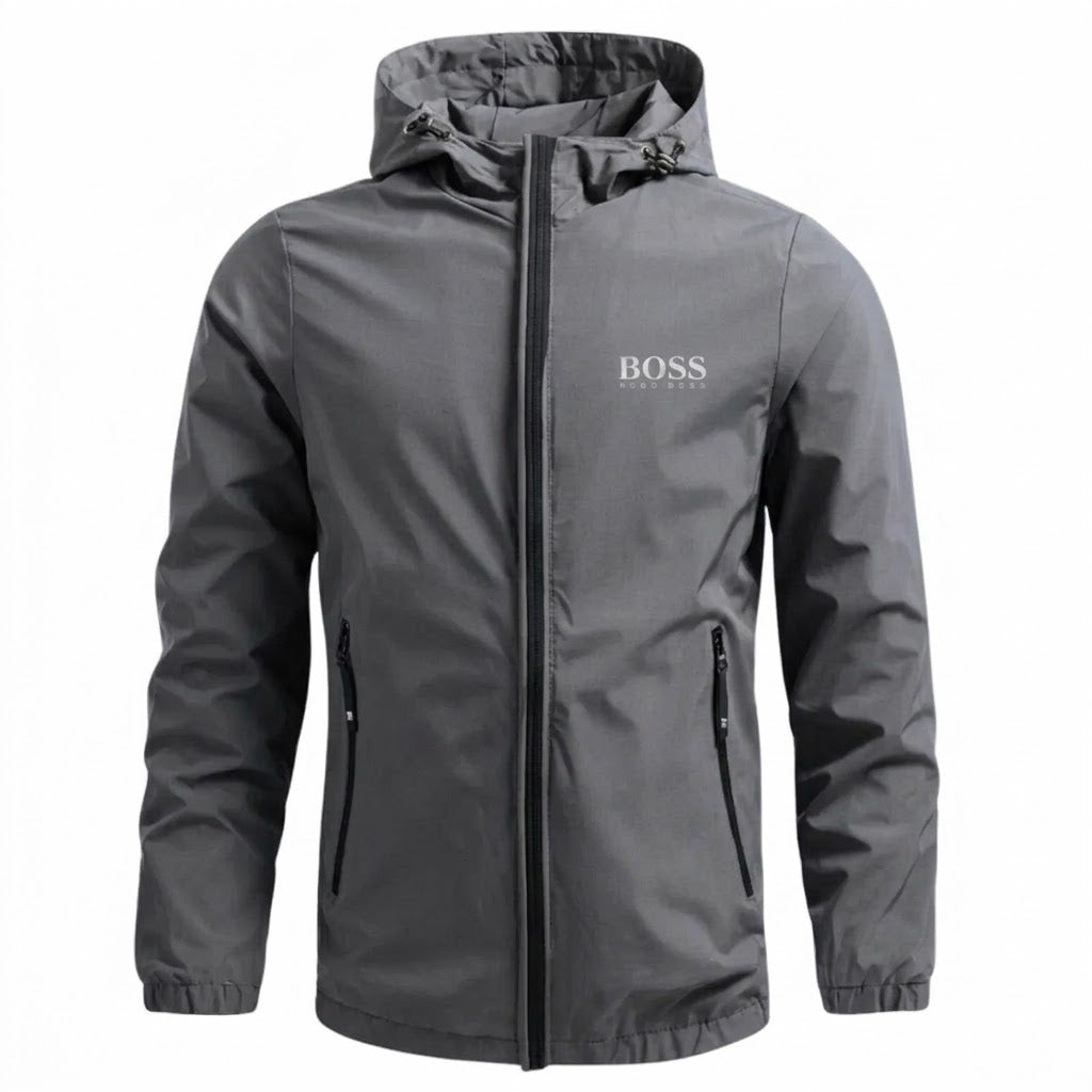 BOSS Men's Waterproof Lightweight Hooded Windbreaker Jacket