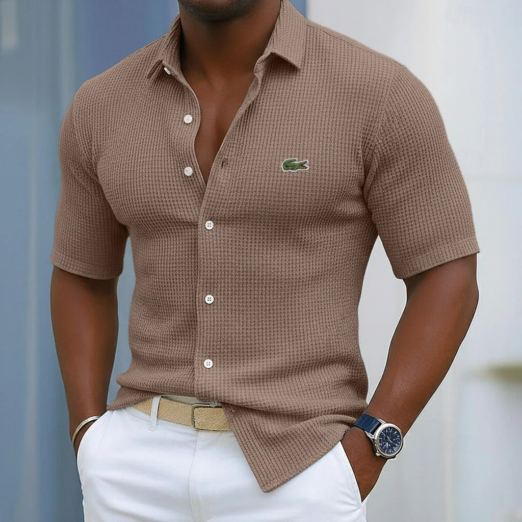 Men's Cotton Waffle Casual Short Sleeve Shirt — LIQUIDATION PRICE