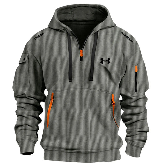Men’s Textured Quarter-Zip Hooded Pullover